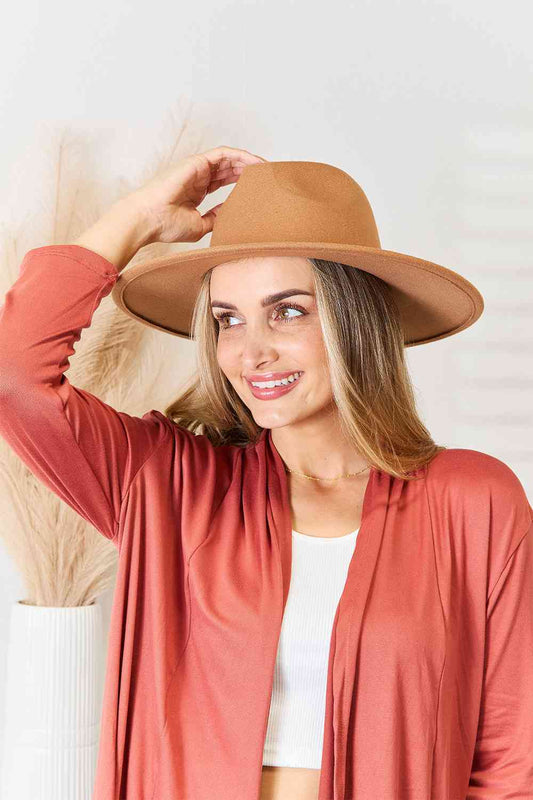 Western Style Chic Flat Brim Fedora Fashion Tan Hat